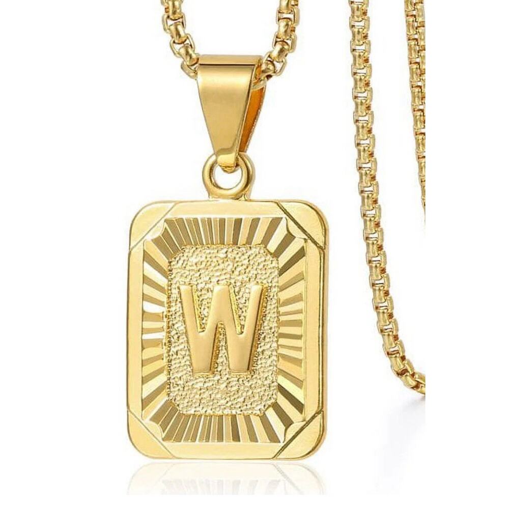 New JoycuFF 18K Gold Filled Initial W Necklace With Gift Box